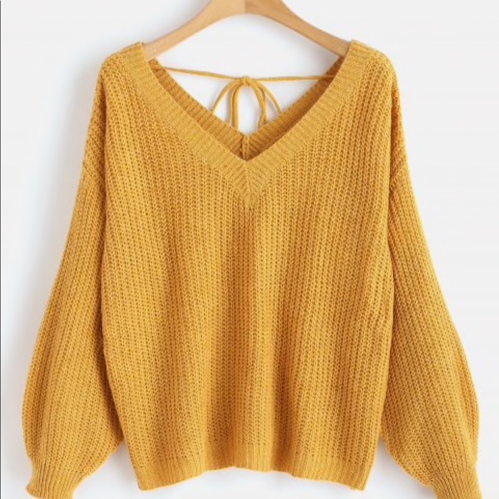 V Neck Drop Shoulder Oversized Sweater